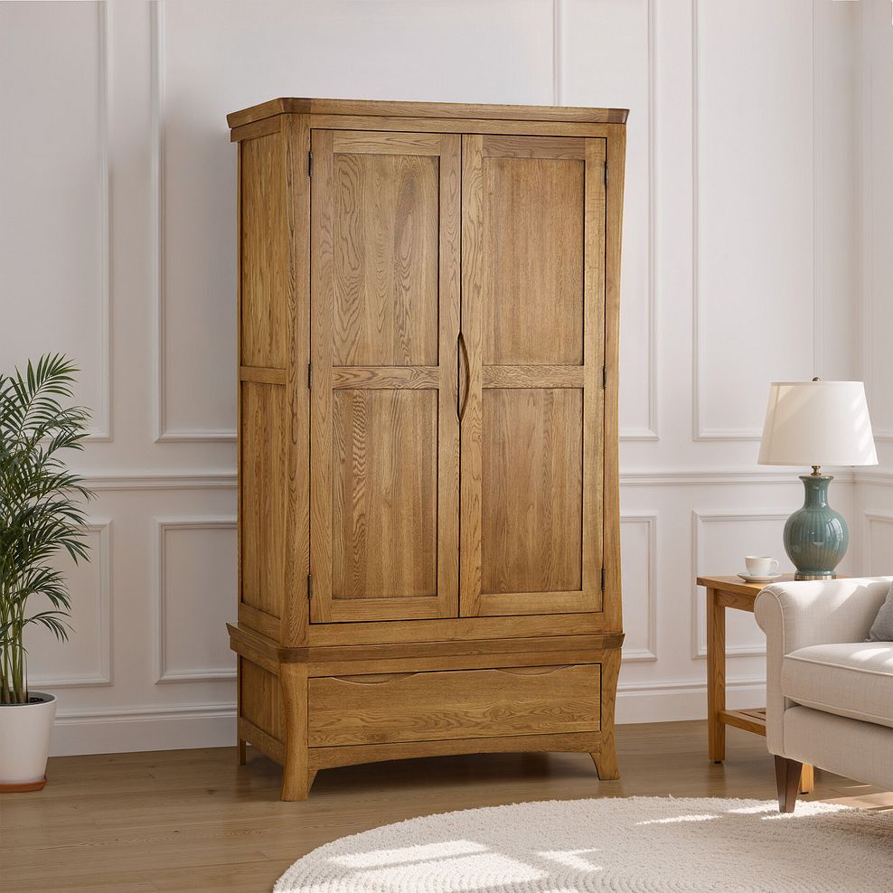 Orrick Rustic Solid Oak Double Wardrobe 1