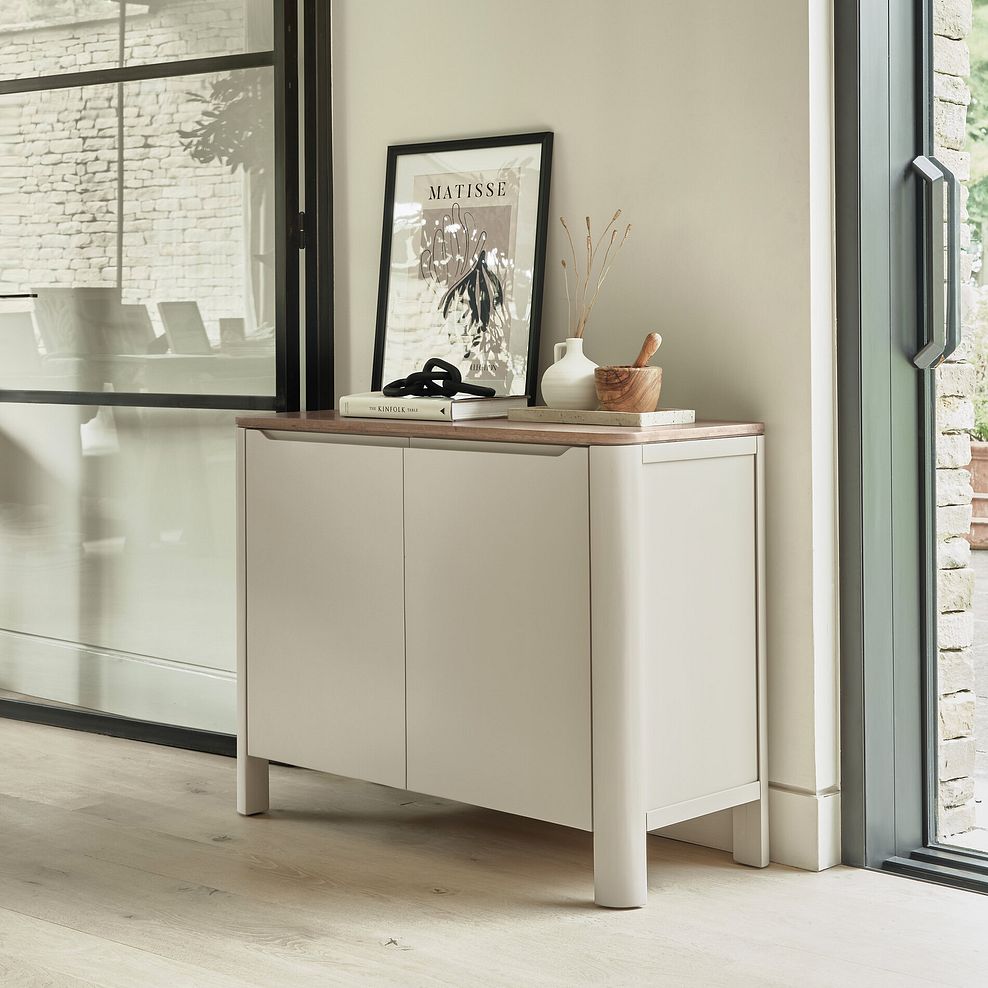 Otto Smoked Oak and Cashmere Painted Small Sideboard 1