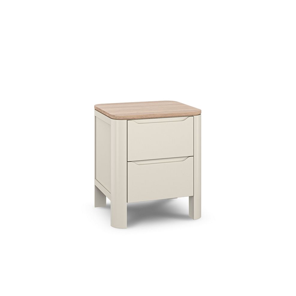 Otto Smoked Oak Finish and Cashmere Painted 2 Drawer Bedside Table 3