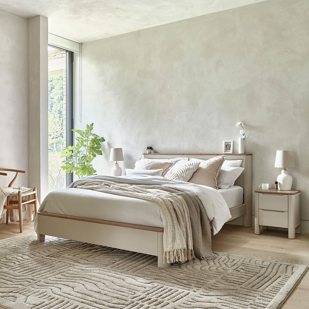 Otto Smoked Oak Finish and Cashmere Painted 2 Drawer Bedside Table 3