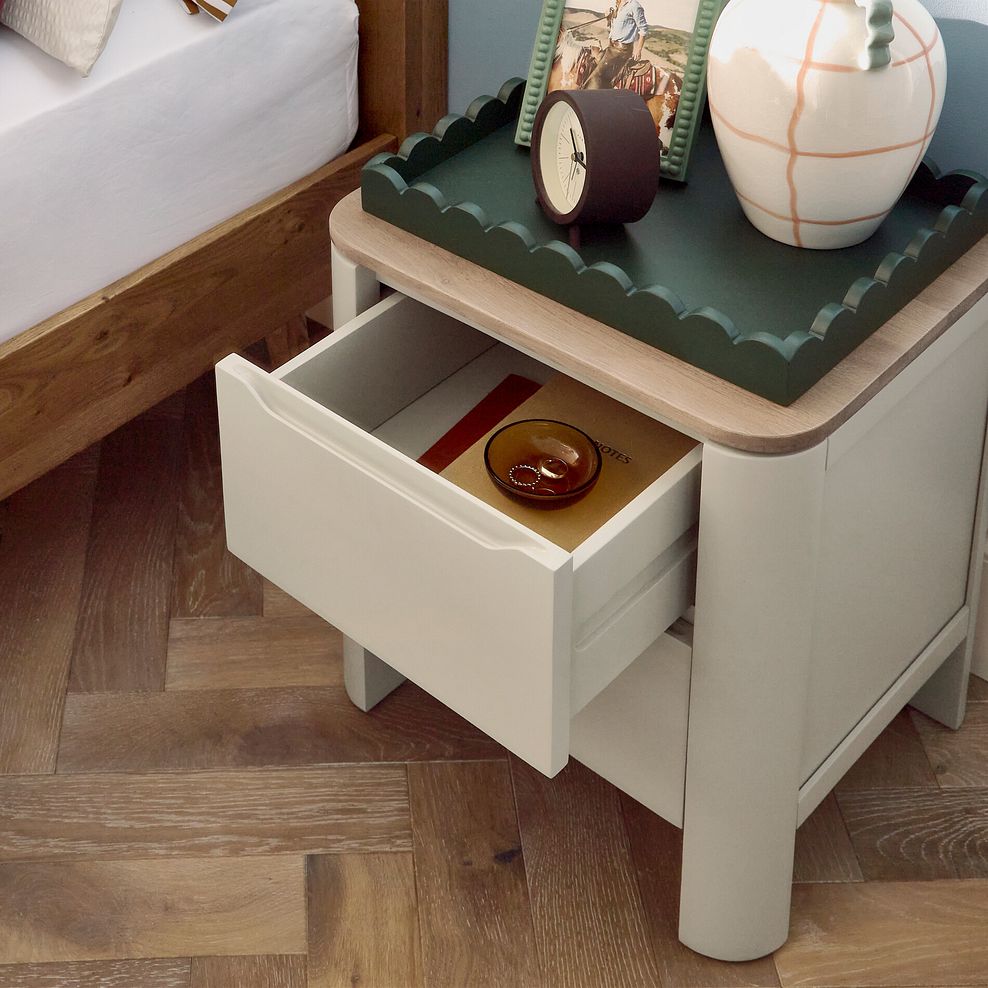 Otto Smoked Oak Finish and Cashmere Painted 2 Drawer Bedside Table 3