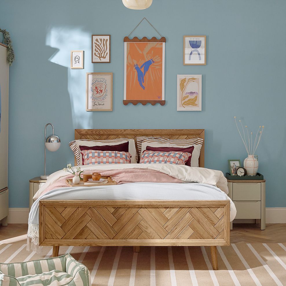 Otto Smoked Oak Finish and Cashmere Painted 2 Drawer Bedside Table 4