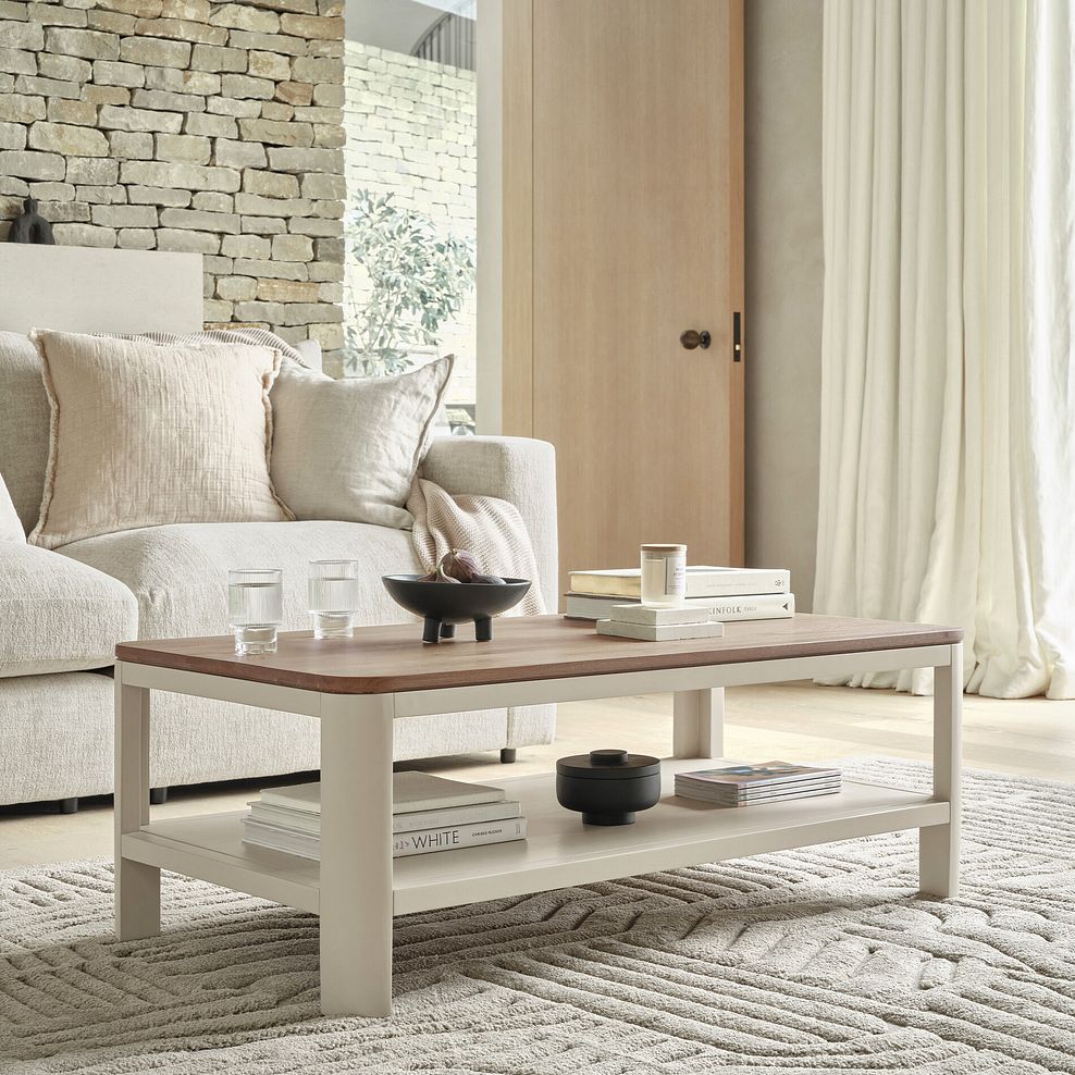 Otto Smoked Oak Finish and Cashmere Painted Coffee Table 1