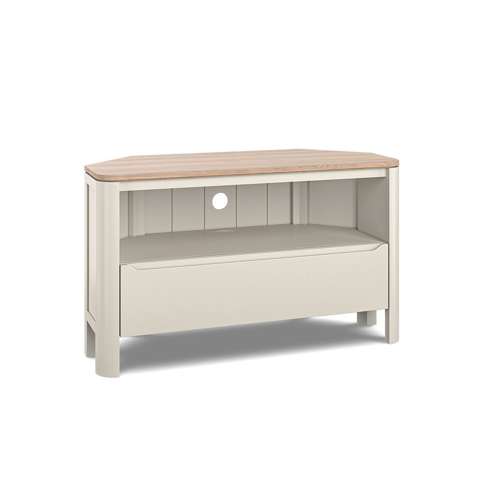 Otto Smoked Oak Finish and Cashmere Painted Corner TV Unit 3