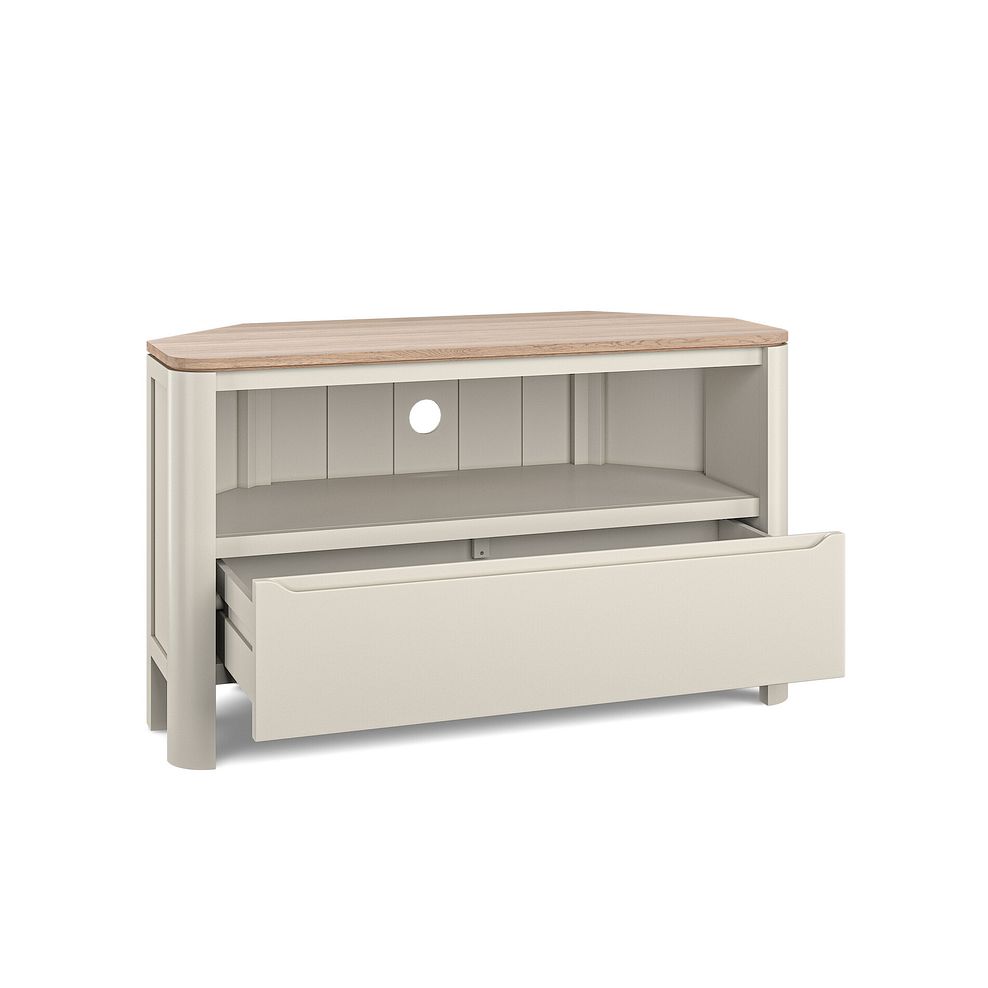 Otto Smoked Oak Finish and Cashmere Painted Corner TV Unit 4
