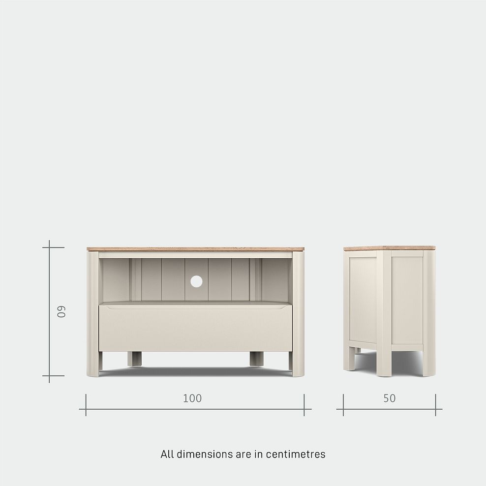 Otto Smoked Oak Finish and Cashmere Painted Corner TV Unit 11