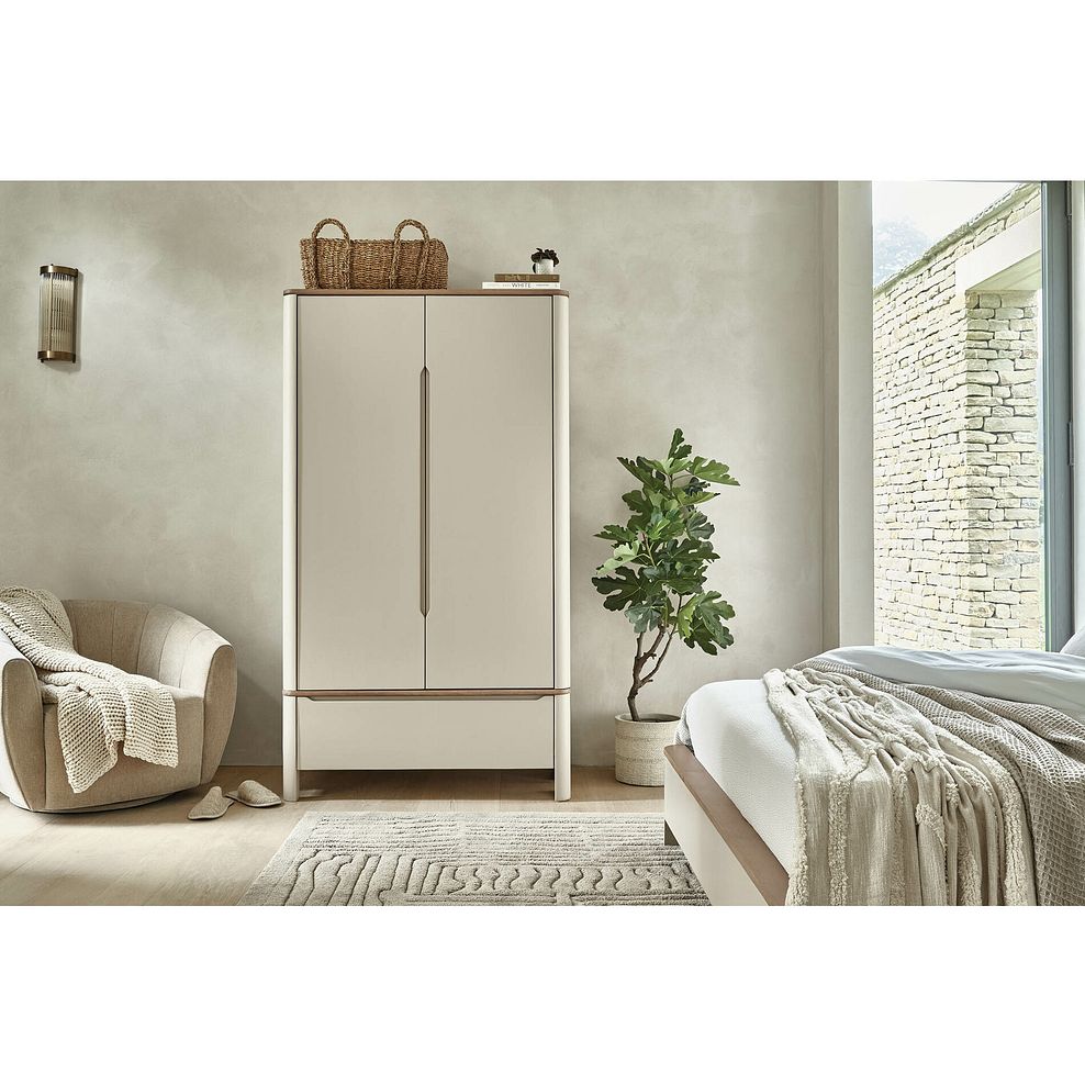 Otto Smoked Oak Finish and Cashmere Painted Double Wardrobe 1