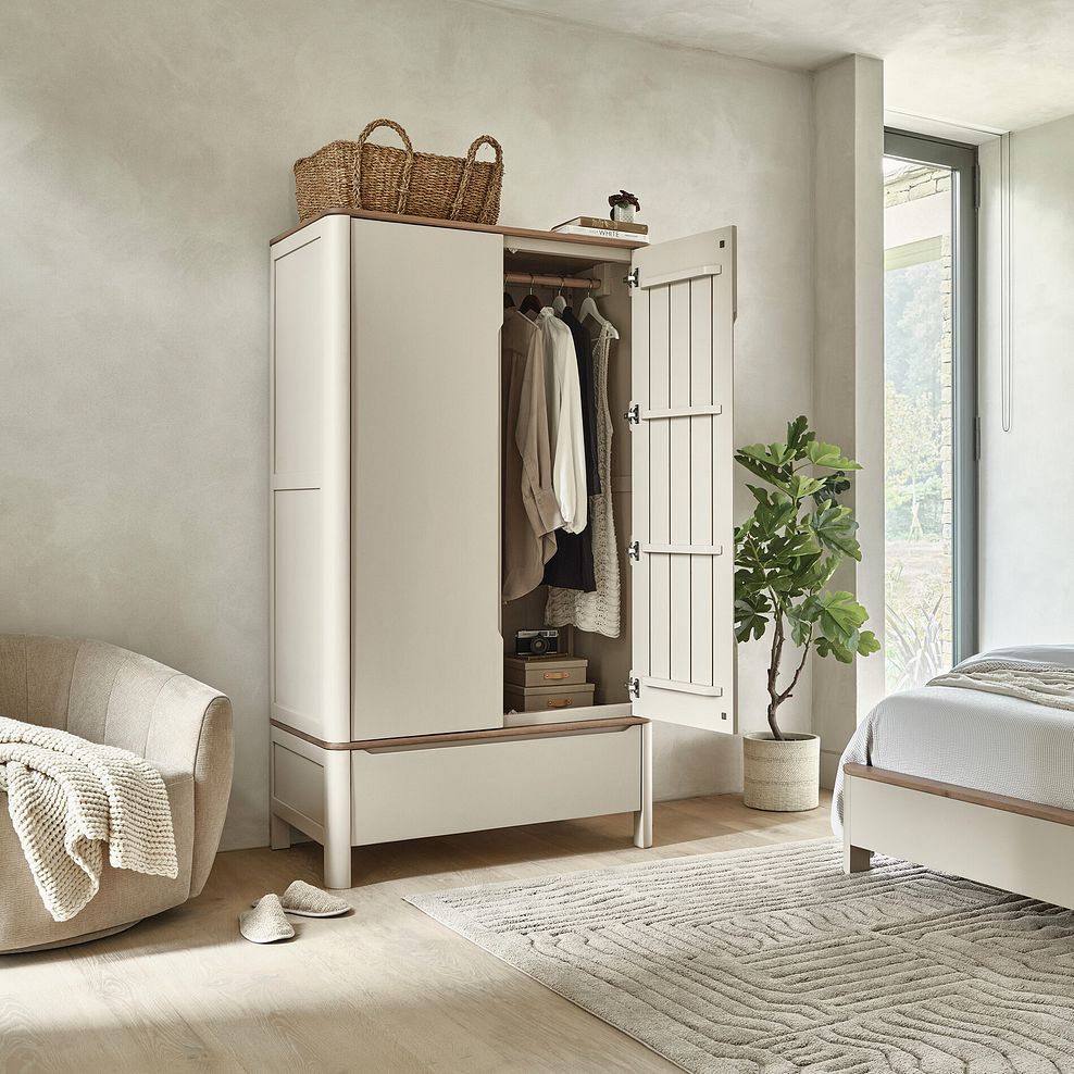 Otto Smoked Oak Finish and Cashmere Painted Double Wardrobe 3