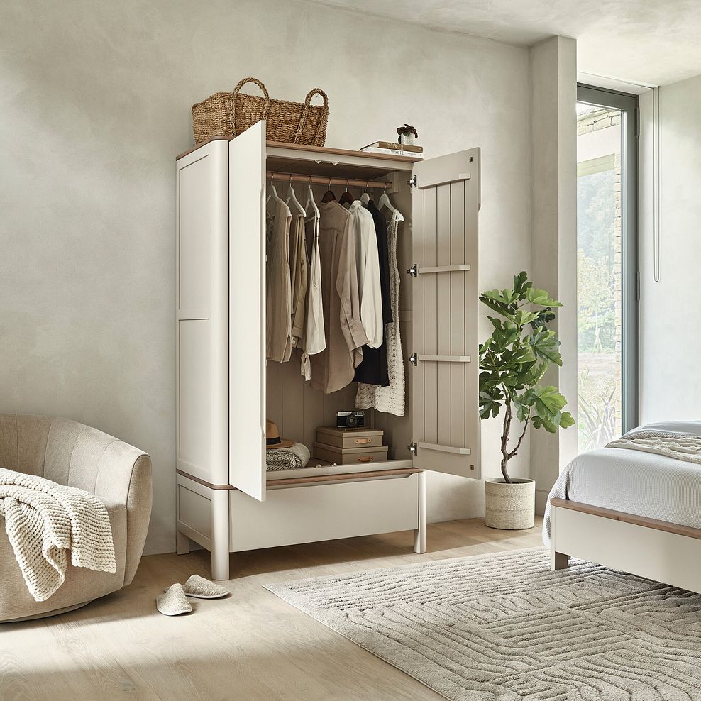 Otto Smoked Oak Finish and Cashmere Painted Double Wardrobe 4