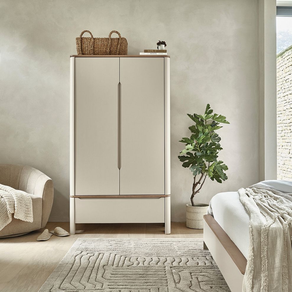 Otto Smoked Oak Finish and Cashmere Painted Double Wardrobe 1