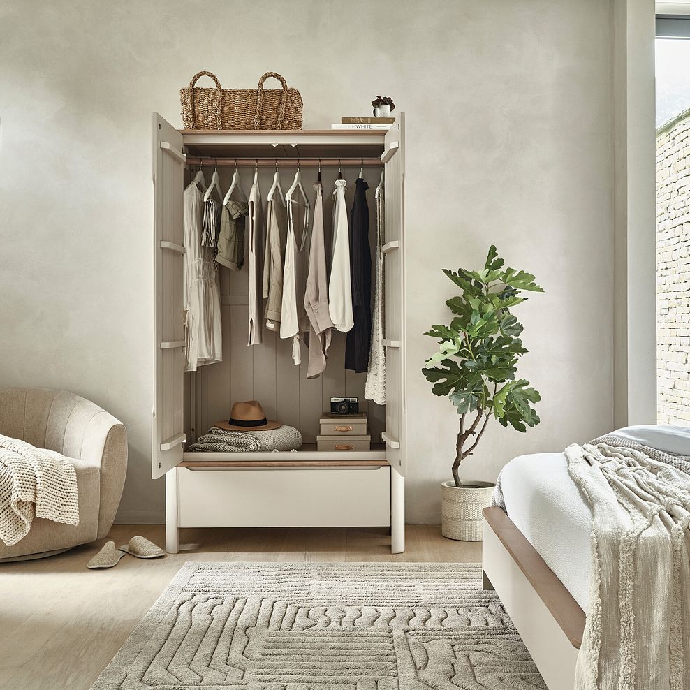 Otto Smoked Oak Finish and Cashmere Painted Double Wardrobe 5