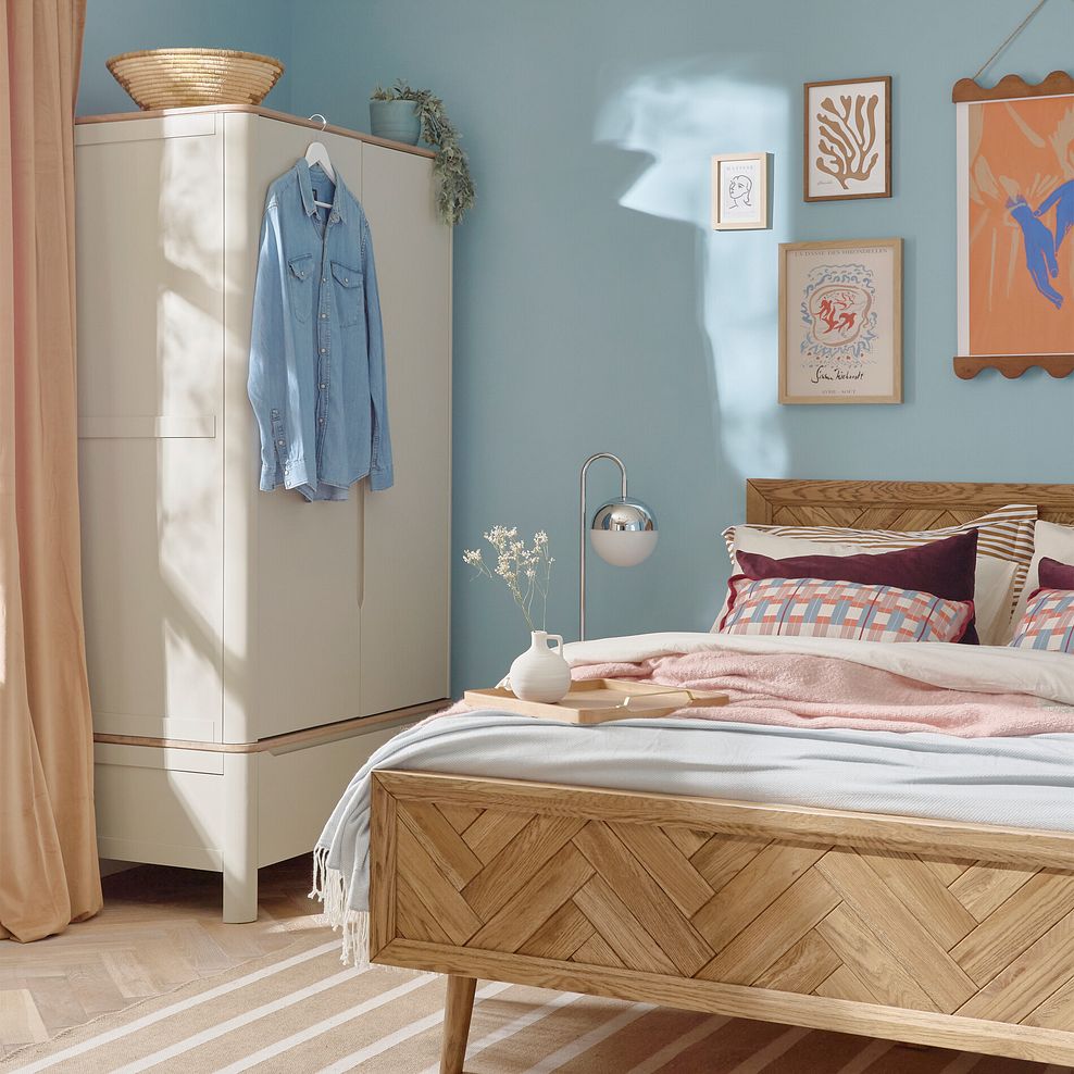 Otto Smoked Oak Finish and Cashmere Painted Double Wardrobe 4