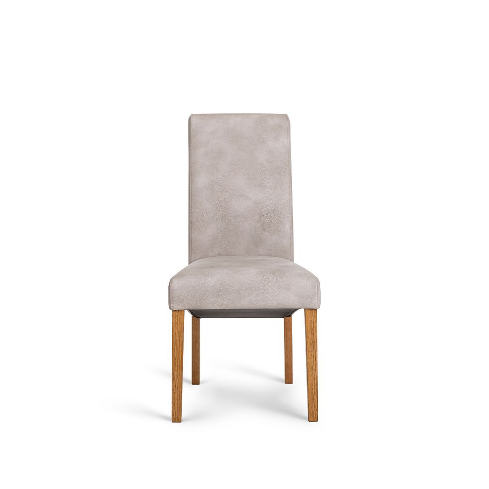 Otto Smoked Oak Finish and Cashmere Painted Extendable Dining Table 160-210cm + 6 Scroll Back Chair in Dappled Beige Fabric with Solid Oak Legs 4