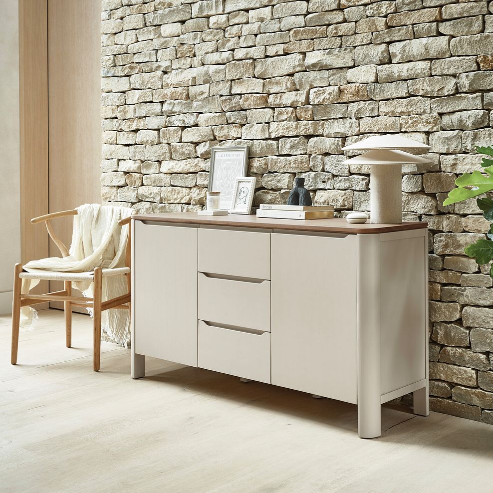 Otto Smoked Oak Finish and Cashmere Painted Large Sideboard 1