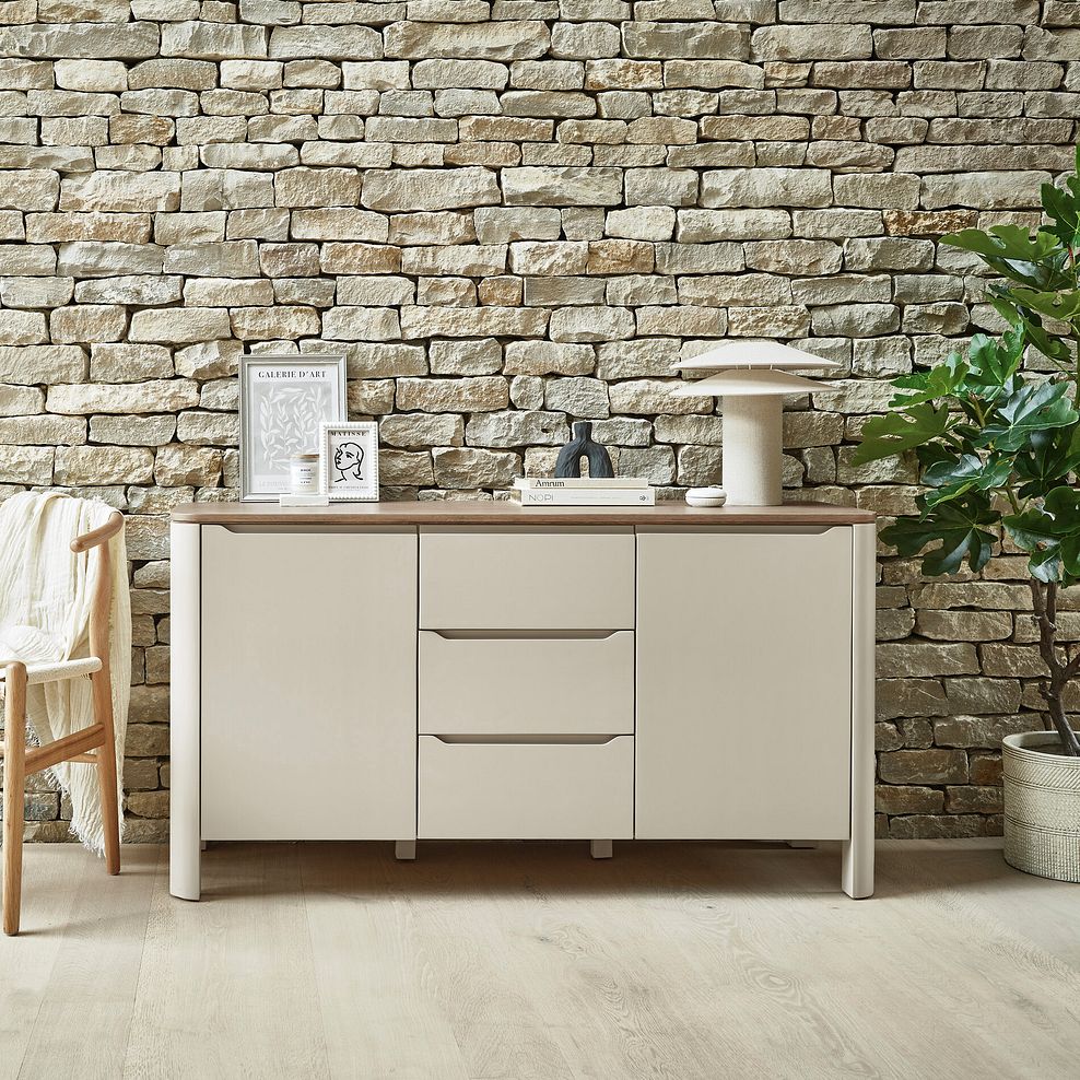 Otto Smoked Oak Finish and Cashmere Painted Large Sideboard 2