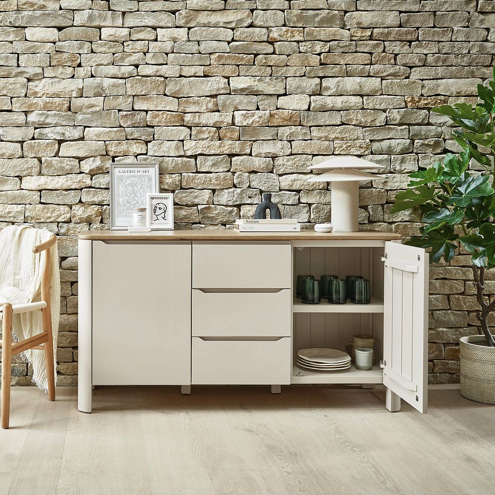 Otto Smoked Oak Finish and Cashmere Painted Large Sideboard 3