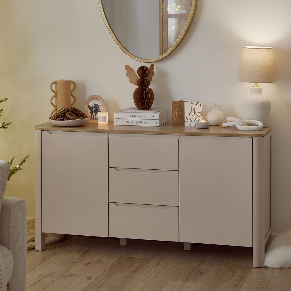 Otto Smoked Oak Finish and Cashmere Painted Large Sideboard 1