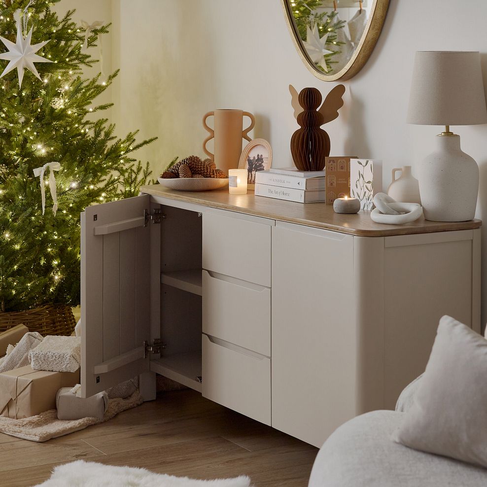 Otto Smoked Oak Finish and Cashmere Painted Large Sideboard 3