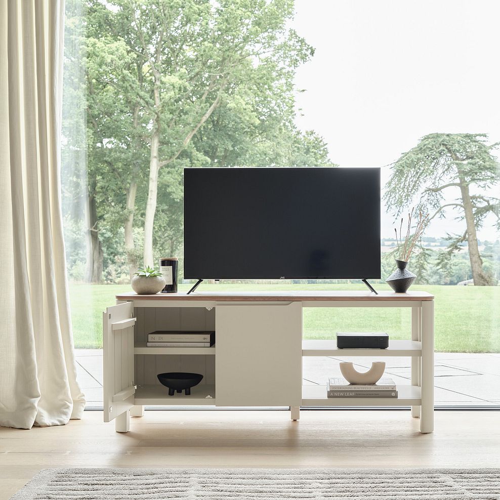 Otto Smoked Oak Finish and Cashmere Painted Large TV Unit 2