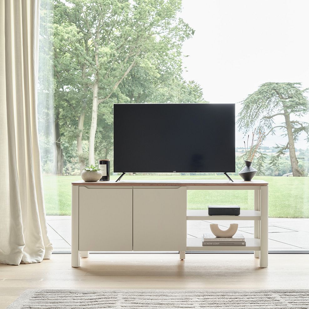 Otto Smoked Oak Finish and Cashmere Painted Large TV Unit 1