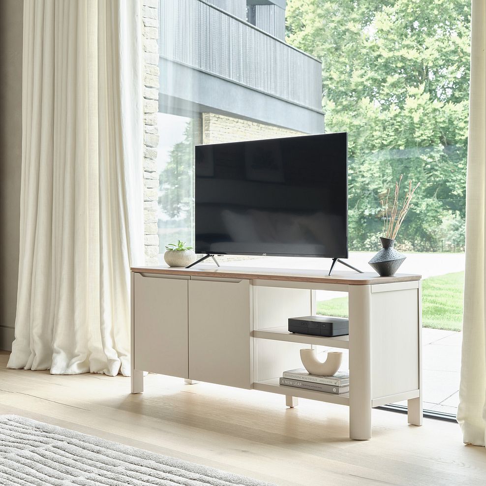 Otto Smoked Oak Finish and Cashmere Painted Large TV Unit 3