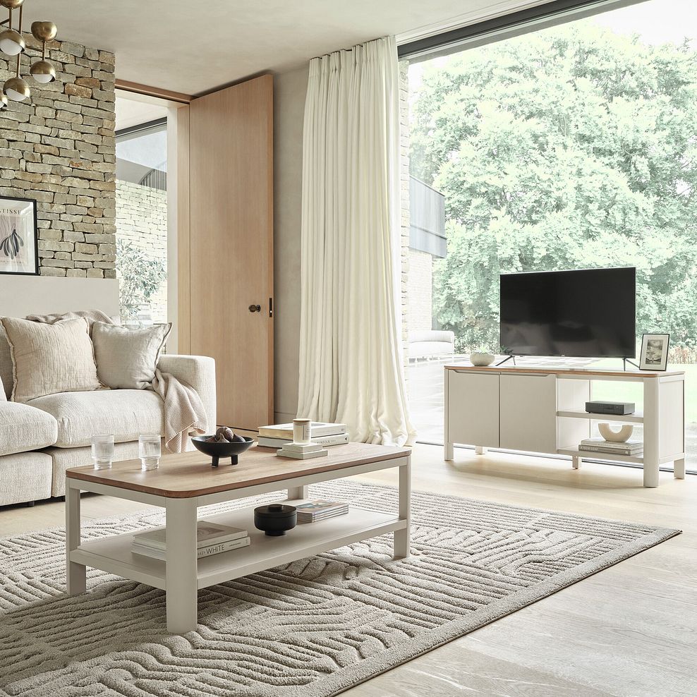 Otto Smoked Oak Finish and Cashmere Painted Large TV Unit 4