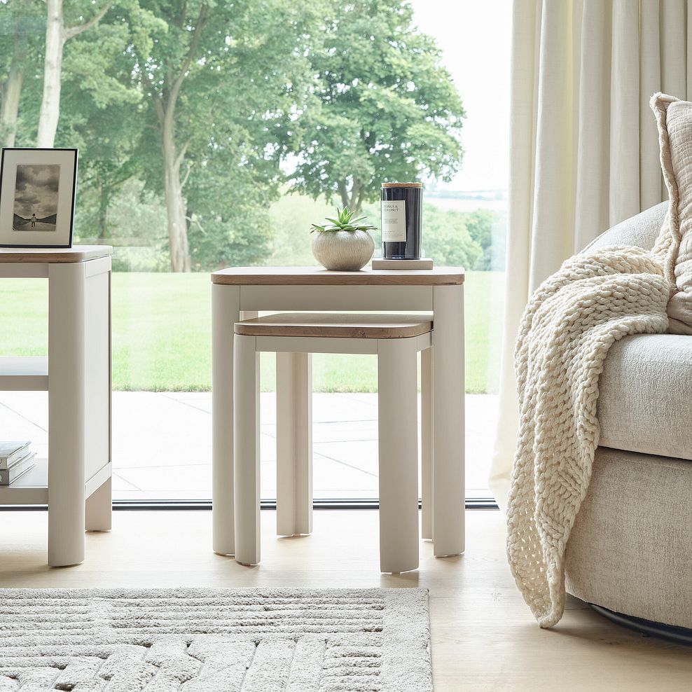 Otto Smoked Oak Finish and Cashmere Painted Nest of Tables 2