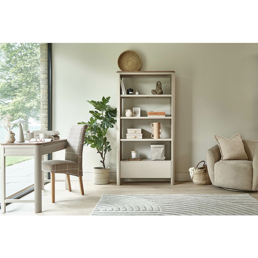 Otto Smoked Oak Finish and Cashmere Painted Tall Bookcase 1