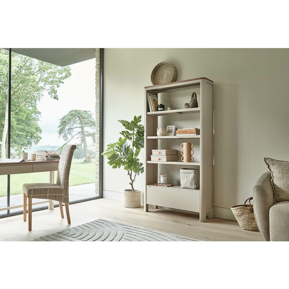 Otto Smoked Oak Finish and Cashmere Painted Tall Bookcase 2