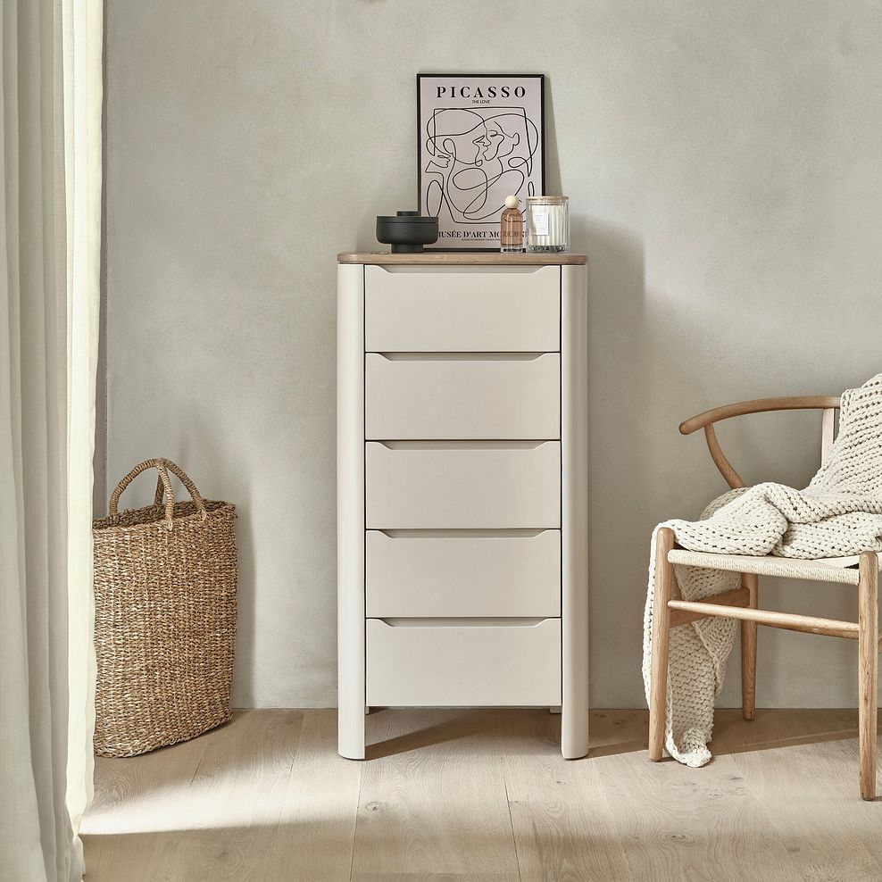 Otto Smoked Oak Finish and Cashmere Painted Tallboy 1