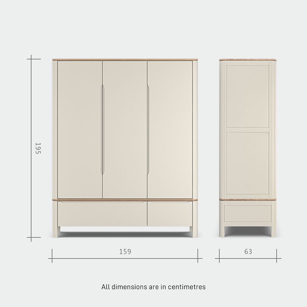 Otto Smoked Oak Finish and Cashmere Painted Triple Wardrobe 12