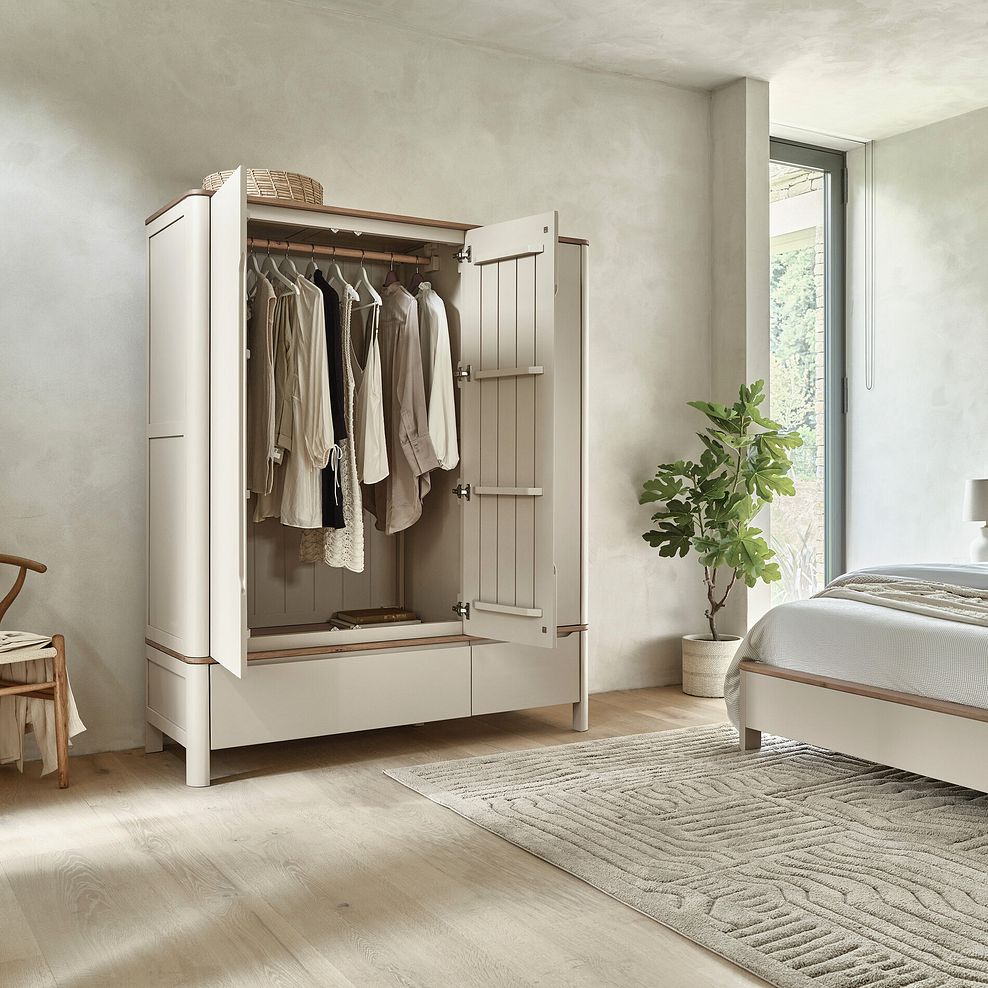 Otto Smoked Oak Finish and Cashmere Painted Triple Wardrobe 3