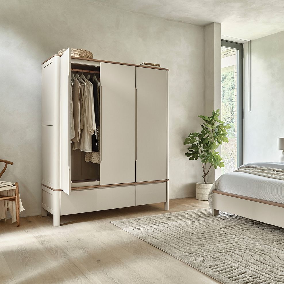 Otto Smoked Oak Finish and Cashmere Painted Triple Wardrobe 2