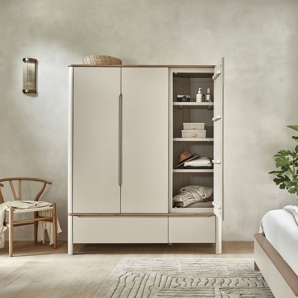 Otto Smoked Oak Finish and Cashmere Painted Triple Wardrobe 4
