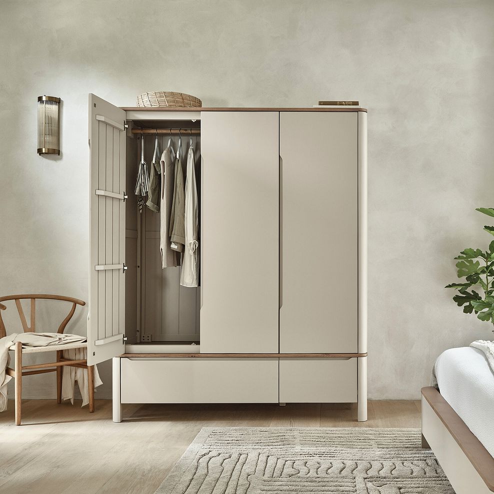 Otto Smoked Oak Finish and Cashmere Painted Triple Wardrobe 5