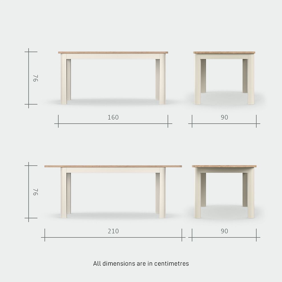 Otto Smoked Oak Finish and Painted Extendable Dining Table + 4 Scroll Back Chairs in Checked Beige Fabric with Oak Legs 13