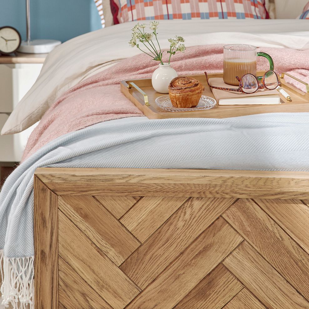 Parquet Brushed and Glazed Oak Double Bed 4
