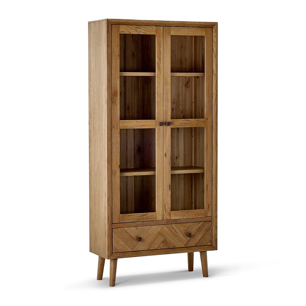 Parquet Brushed and Glazed Oak Glazed Display Cabinet 1