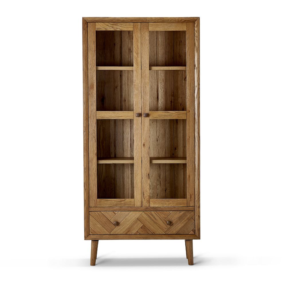 Parquet Brushed and Glazed Oak Glazed Display Cabinet 4