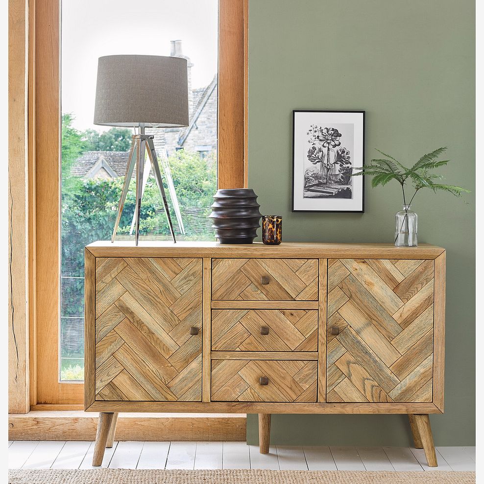 Parquet Brushed and Glazed Oak Large Sideboard 2