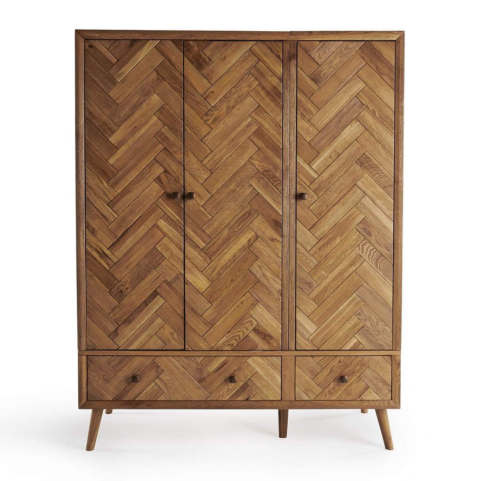 Parquet Brushed and Glazed Oak Triple Wardrobe 2
