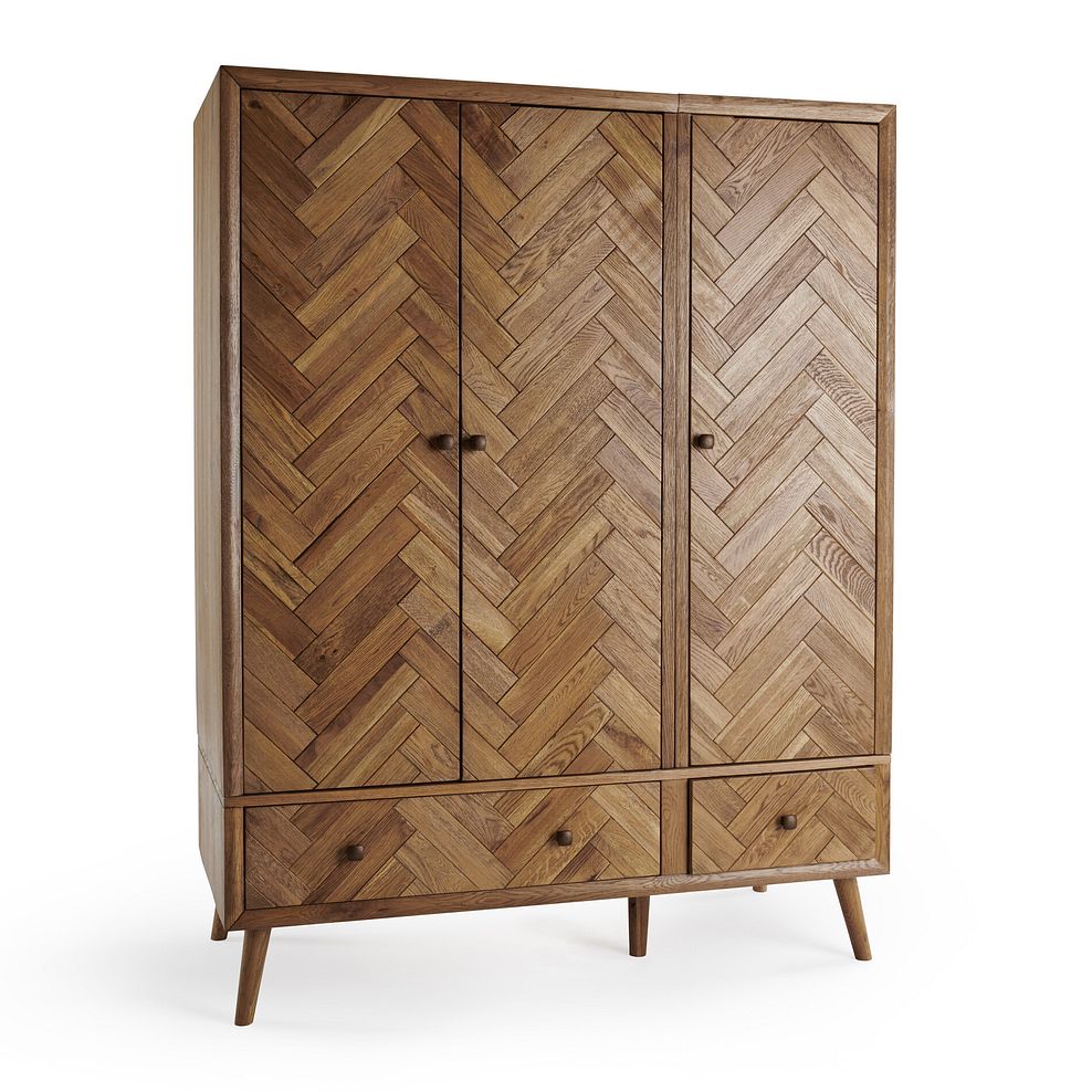 Parquet Brushed and Glazed Oak Triple Wardrobe 1