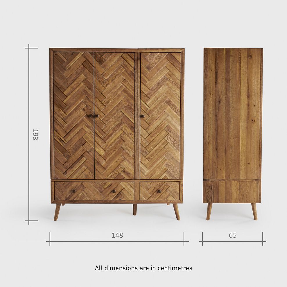Parquet Brushed and Glazed Oak Triple Wardrobe 7