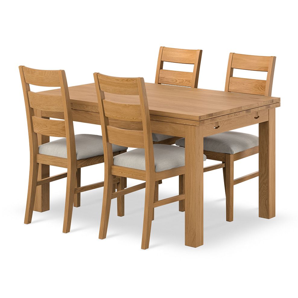 Pembroke Natural Extending Dining Table and 4 Linear Natural Oak Chairs with Verona Cream Fabric 1
