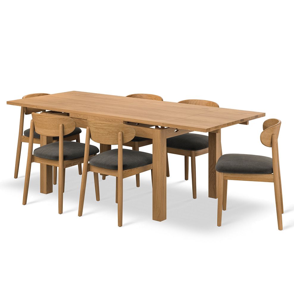 Pembroke Natural Extending Dining Table and 6 Modern Natural Oak Chairs with Verona Chocolate Fabric 1