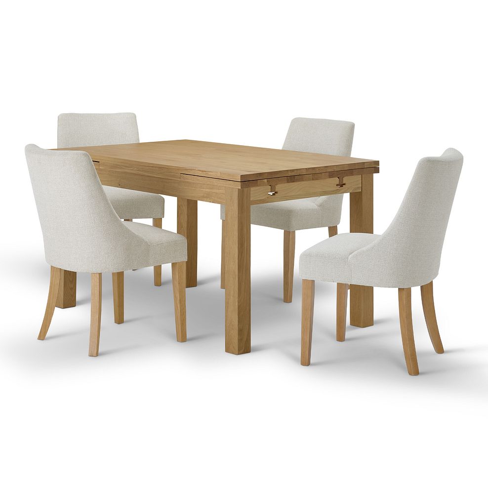 Pembroke Natural Solid Oak Extending Dining Table 140-220cm with 4 Zola Chairs 1