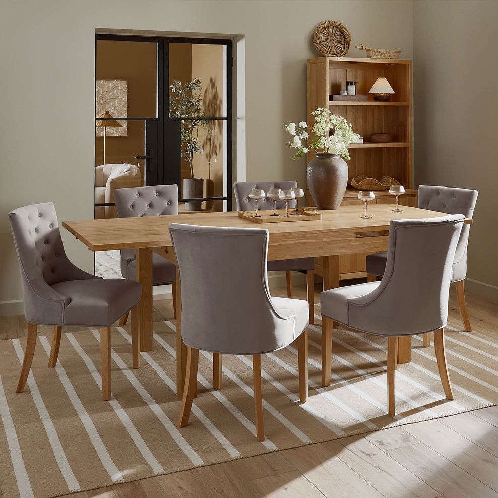 Pembroke Natural Solid Oak Extending Dining Table 140-220cm with 6 Isobel Chairs 2