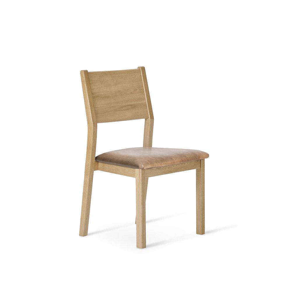 Pembroke Natural Solid Oak Extending Dining Table 90-150cm + 4 Ellison Oak Chair with Vintage Tan Leather Look Fabric Seat 6