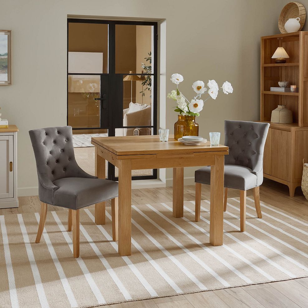 Pembroke Natural Solid Oak Extending Dining Table 90-150cm with 2 Isobel Chairs 1