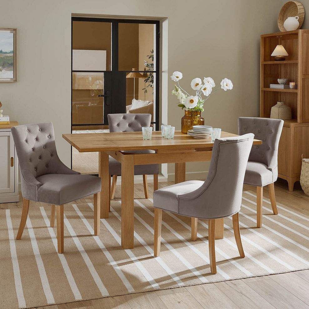 Pembroke Natural Solid Oak Extending Dining Table 90-150cm with 4 Isobel Chairs 2